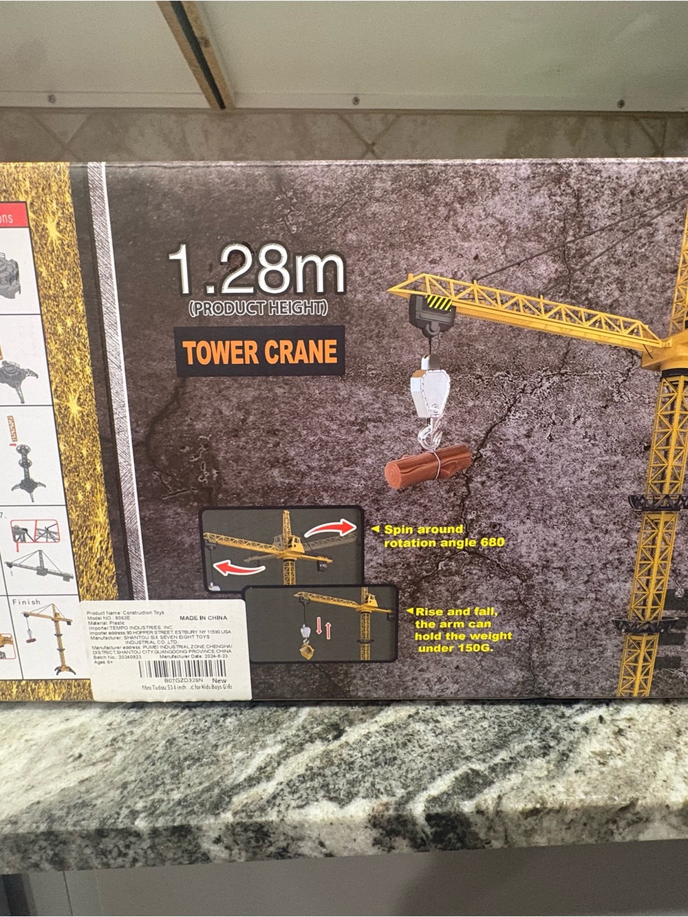 Yellow RC Tower Crane Toy - 6 Channel - Picture 2 of 2